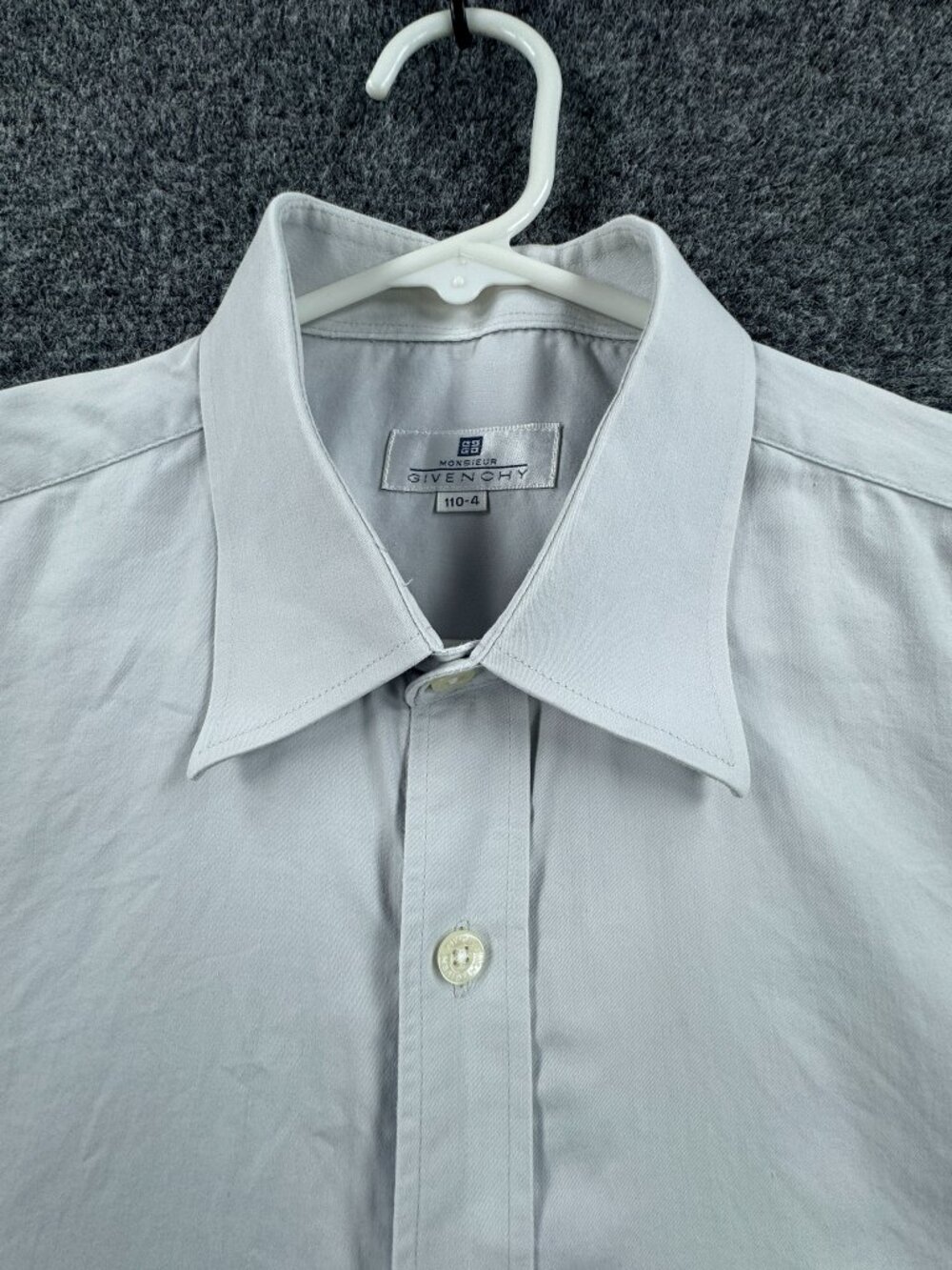Givenchy Monsieur Mens Gray Logo Large Pocket Solid Long Sleeve Button Up Shirt